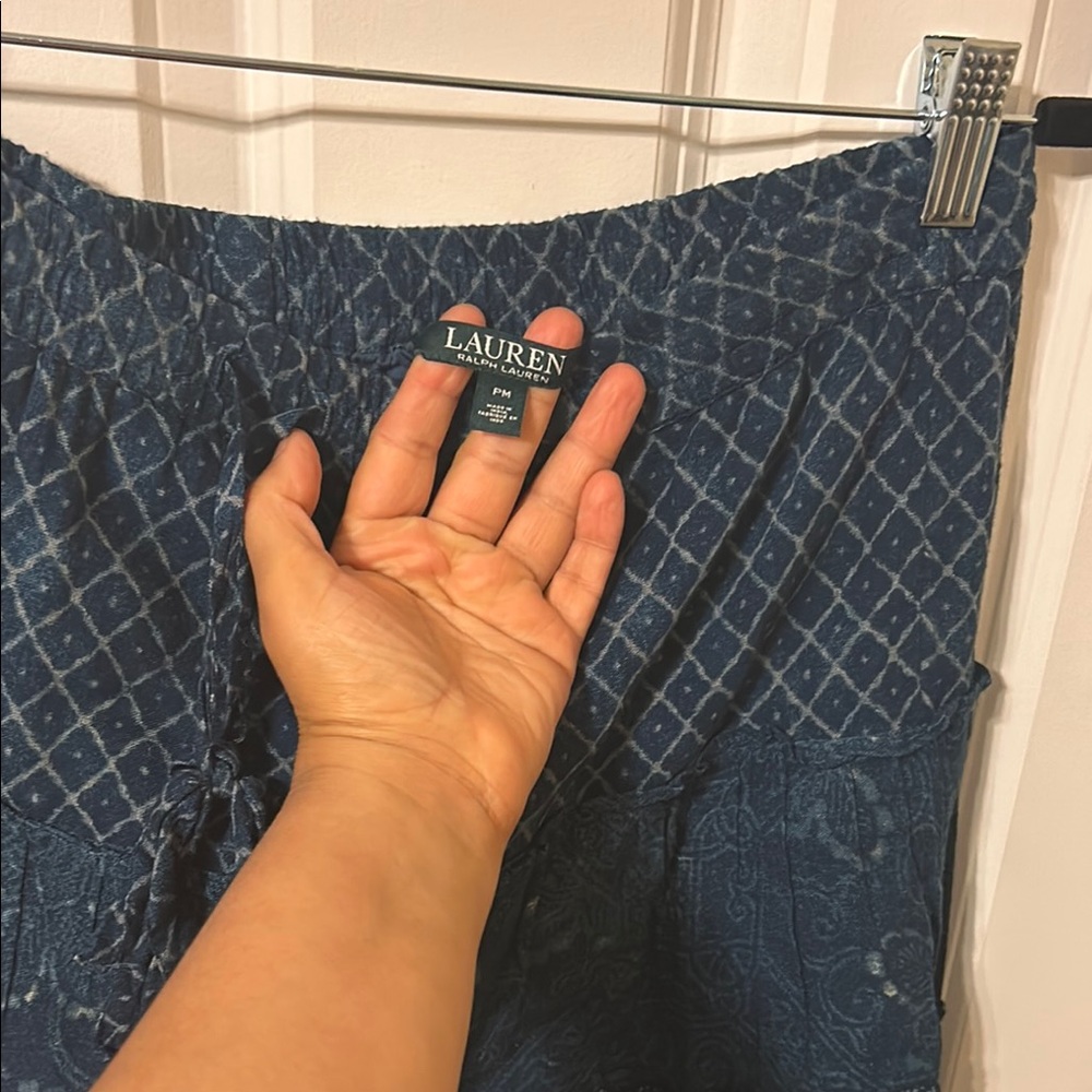 Ralph Lauren Blue Maxi Skirt with Quilted Pattern